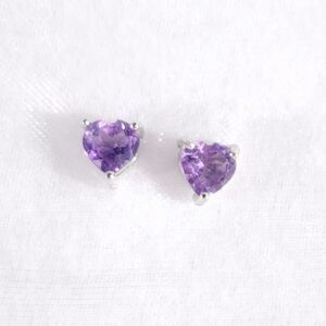 Amethyst Hearts 6mm Earrings Sterling Silver